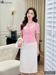 Áo Sơ Mi UK Fashion Công Sở Thiết Kế Cổ Kép, Họa Tiết Hoa Nhẹ Nhàng, Thanh Lịch, Nữ Tính UKSM2406007