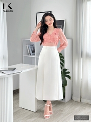 Áo Sơ Mi Cổ Tim Nhún Ngực NK Fashion Công Sở Nữ Thanh Lịch, Dịu Dàng Vải Mềm Mịn NKSM2405019