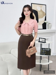Áo Sơ Mi Bấu Mí Cổ Cách Điệu UK Fashion Công Sở Nữ Thanh Lịch Vải Mềm Mịn UKSM2403011