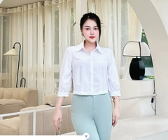Áo Sơ Mi nữ UK Fashion cổ đức tay lỡ chất liệu lụa không nhăn UKSM2309011