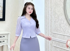 Áo Sơ Mi Là Cổ V Phối Tơ UKSM2309012 NK Fashion Công Sở Nữ Đẹp, Thanh Lịch, Cuốn Hút, Thiết kế Cao Cấp, Vải Thoáng Mát