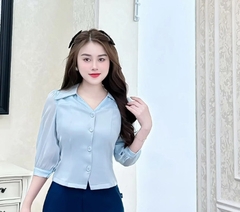 Áo Sơ Mi Là Cổ V Phối Tơ UKSM2309012 NK Fashion Công Sở Nữ Đẹp, Thanh Lịch, Cuốn Hút, Thiết kế Cao Cấp, Vải Thoáng Mát
