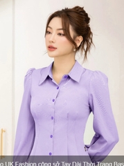 Sơ mi dài tay Sup eo UK Fashion công sở Tay Dài Thời Trang Basic Chất Liệu Vải Hàn, Thoáng Mát UKSM230701