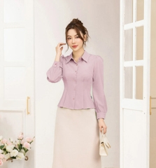 Sơ mi dài tay Sup eo UK Fashion công sở Tay Dài Thời Trang Basic Chất Liệu Vải Hàn, Thoáng Mát UKSM230701