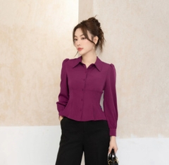 Sơ mi dài tay Sup eo UK Fashion công sở Tay Dài Thời Trang Basic Chất Liệu Vải Hàn, Thoáng Mát UKSM230701