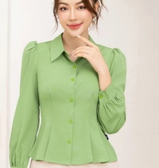 Sơ mi dài tay Sup eo UK Fashion công sở Tay Dài Thời Trang Basic Chất Liệu Vải Hàn, Thoáng Mát UKSM230701