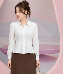 Sơ mi dài tay Sup eo UK Fashion công sở Tay Dài Thời Trang Basic Chất Liệu Vải Hàn, Thoáng Mát UKSM230701
