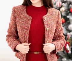 Áo Khoa Dạ Text 2 Túi Dáng Ngắn, Tay Dài Chất Liệu Cao Cấp, Cúc Đồng Sang Chảnh NKFAK2311003