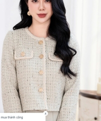 NK Fashion Áo Khóa Dạ Text 2 Túi Dáng Ngắn, Tay Dài Chất Liệu Cao Cấp, Cúc Đồng Sang Chảnh NKFAK2311008
