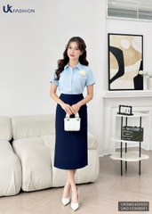 UK FASHION ÁO SƠ MI CỔ ĐỨC DÁNG SUÔNG TAY CỘC CÔNG SỞ THANH LỊCH UKSM2405020