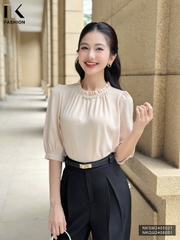 Áo Sơ Mi Cổ Bèo Đính Ngọc NK Fashion Công Sở Nữ Thanh Lịch Vải Mềm Mịn NKSM2405021