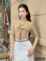 ÁO LEN TAY LỠ NƠ CỔ THỜI TRANG NKAL2406001