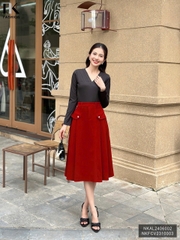 ÁO LEN DÀI TAY CỔ V XẾP LY THỜI TRANG NK FASHION NKAL2406002