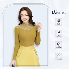 ÁO LEN PHỐI CỔ THỜI TRANG, GIỮ NHIỆT TỐT NKAL2311005