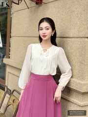 Áo Sơ Mi Cổ Tim Dài Tay Dây Buộc NK Fashion Công Sở Nữ Thanh Lịch Vải Mềm Mịn NKSM2406003