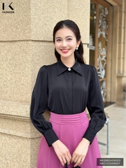 Áo Sơ Mi Dài Tay Lá Cổ Nhọn NK Fashion Công Sở Nữ Thanh Lịch, Vải Mềm Mịn NKSM2405023