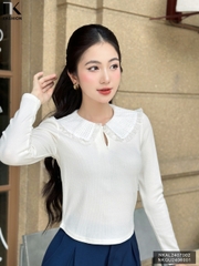 Áo Len Dài Tay Cổ Ren NK Fashion Công Sở Nữ Thanh Lịch, Vải Mềm Mịn NKAL2407002