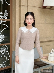 Áo Len Dài Tay Cổ Ren NK Fashion Công Sở Nữ Thanh Lịch, Vải Mềm Mịn NKAL2407002