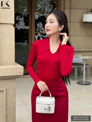 Áo Len Tay Dài Cổ Tim Lá Cổ NK Fashion Công Sở Nữ Thanh Lịch, Vải Mềm Mịn NKAL2407003