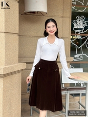 Áo Len Tay Dài Cổ Tim Lá Cổ NK Fashion Công Sở Nữ Thanh Lịch, Vải Mềm Mịn NKAL2407003