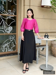 Áo Tơ Hoa Ngực Tay Lỡ NK Fashion Công Sở Nữ Thanh Lịch, Vải Mềm Mịn NKSM2407003