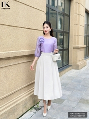 Áo Tơ Hoa Ngực Tay Lỡ NK Fashion Công Sở Nữ Thanh Lịch, Vải Mềm Mịn NKSM2407003