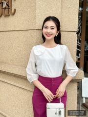Áo Tơ Hoa Ngực Tay Lỡ NK Fashion Công Sở Nữ Thanh Lịch, Vải Mềm Mịn NKSM2407003