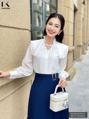NK FASHION SƠ MI BÈO CỔ DÀI TAY THỜI TRANG CÔNG SỞ THANH LỊCH NKSM2405015