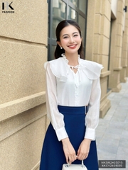 NK FASHION SƠ MI BÈO CỔ DÀI TAY THỜI TRANG CÔNG SỞ THANH LỊCH NKSM2405015