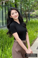 NK Fashion NKAT2404001Áo Thun Tay Cộc Cổ Leo Thời Trang Nữ, Trẻ Trung Năng Động NKAT2404001