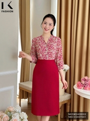 Chân váy A xếp cạp sườn đanh mịn, dày dặn NKCV2407001