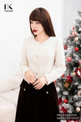 Áo Khoác Dạ Text Cổ Trơn, Sang Trọng, Thanh Lịch NKAK2311009