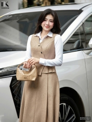 Gile xếp eo text min kiểu dáng mới, nhẹ nhàng dễ mặc NKSM2510010