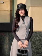 Gile xếp eo text min kiểu dáng mới, nhẹ nhàng dễ mặc NKSM2510010