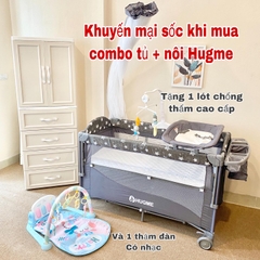 Nôi cho bé đa năng Hugme 8IN1, full tính năng, gấp gọn, tặng kèm 3 phụ kiện và đồ chơi cho bé