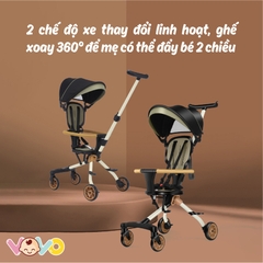 Xe đẩy gấp gọn 2 chiều Vo Vo VO-0206 siêu nhẹ, hệ thống giảm xóc giúp bé dễ ngồi vô cùng thoải mái Zimbababy