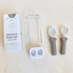 Set thìa dĩa silicon SPOON FORK SET Bluemama cao cấp kèm hộp đựng chuyên dùng cho bé ăn dặm