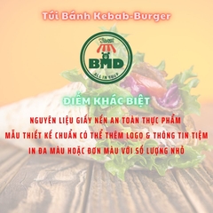 Túi bánh Kebab-Burger 19x19cm (giấy nến thực phẩm) in logo nhiều màu-block 100 tờ nhanh cho sự kiện 