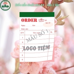 Phiếu Order món 2 liên-Block 12 quyển-chọn mẫu in tên