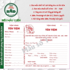Biên Nhận tiệm vàng 1 liên-Block 6 quyển-chọn mẫu in tên