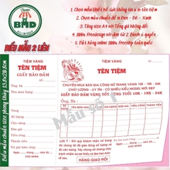 Giấy Bảo Đảm tiệm vàng 2 liên-Block 6 quyển-chọn mẫu in tên