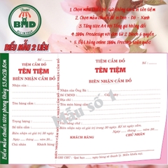 Biên Nhận Cầm đồ 2 liên-Block 6 quyển-chọn mẫu in tên