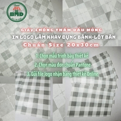 Giấy nến làm khay đựng Bánh-Lót Bàn in logo mỏng 28-38gsm chuẩn size 20x30 cm - Block 100 (nhanh 8h) & 3000 tờ (công nghiệp 24h)