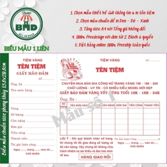 Giấy Bảo Đảm tiệm vàng 1 liên-Block 6 quyển-chọn mẫu in tên