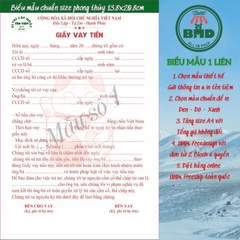 Giấy vay tiền 1 liên-Block 6 quyển-chọn mẫu in tên