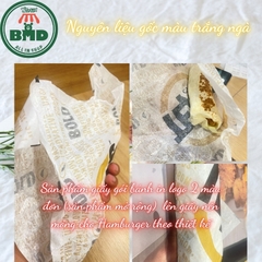 Giấy gói Hamburger in logo mỏng chuẩn 28gsm (màu giấy trắng ngà) size 30x39 cm - Block 1000 tờ