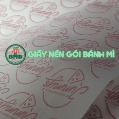 Giấy Nến gói bánh mì 13x21cm & 16x19 (Chuẩn thực phẩm) in logo chuẩn Pantone màu đơn -block 10k tờ