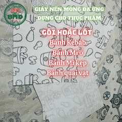 Giấy nến gói hoặc lót Khoai Tây, Gà Rán in logo mỏng 28-38gsm chuẩn size 22x22 cm - Block 100 (nhanh 8h) & 2000 tờ (công nghiệp 24h)