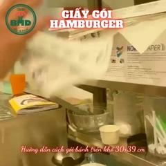 Giấy gói Hamburger in logo mỏng chuẩn 38gsm (màu giấy trắng tinh chuẩn Nhật) size 30x39 cm - Block 1000 tờ