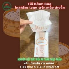 Túi bánh Bao-Khoai lắc 12x21x6.5cm (giấy nến thực phẩm) in logo nhiều màu-block 100 tờ nhanh cho sự kiện 